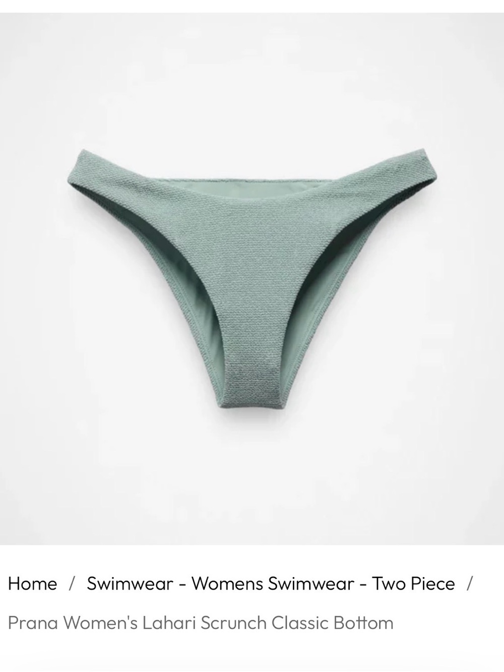 NWT Prana Lahari Scrunch Classic Bikini Bottom in Saltwater Seafoam Green